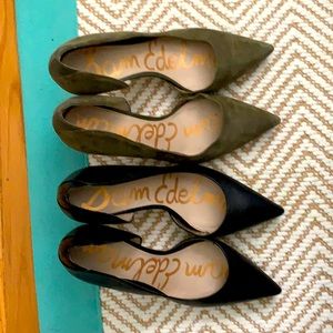 Sam Edelman heels- black leather and olive side